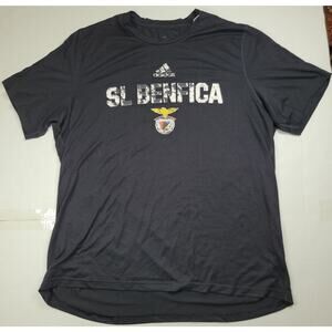 VTG Y2K SL Benfica Adidas Futbol FC Football Sportswear T-shirt XL Distressed